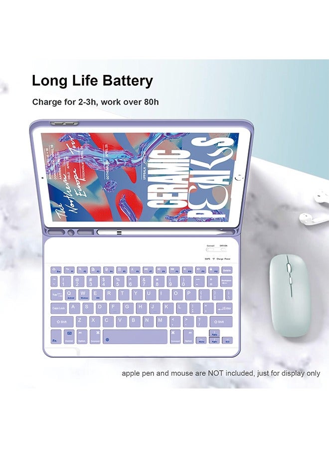 حافظة لوحة مفاتيح لجهاز iPad 9th/8th/7th Generation 10.2 بوصة 【لوحة مفاتيح لاسلكية مغناطيسية قابلة للفصل】 【تدعم 3 أنظمة】 حافظة قابلة للطي مع حامل أقلام لجهاز iPad 10.2 2021/2020/2019، بنفسجي - Image 5